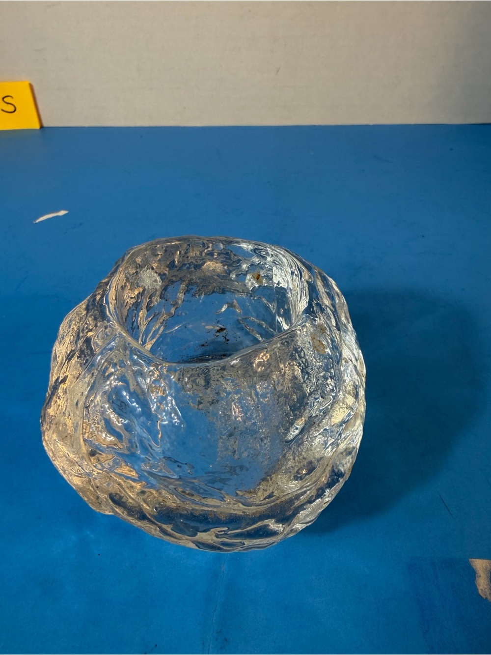 Vintage chunky glass "Snowball" candle holder